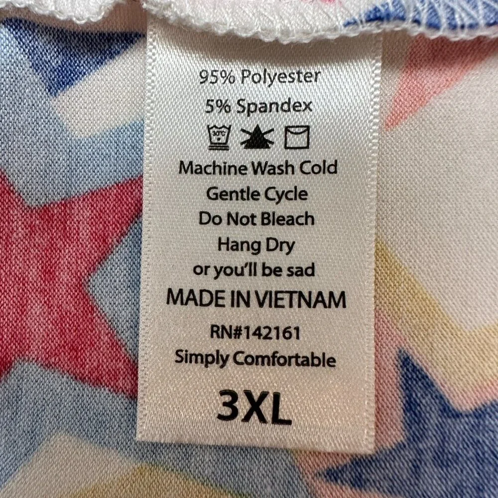 LuLaRoe Irma Top Womens 3XL Red White Blue Yellow Stars Patriotic Americana - Picture 7 of 9